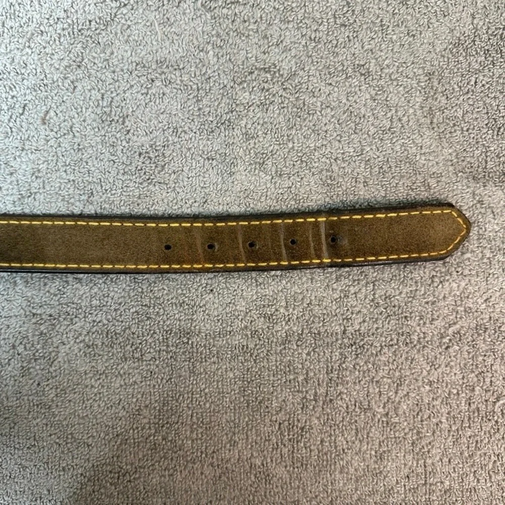 Devonshire Mens Brown Suede Leather Belt Yellow Contrast Stitch 7352 Size 38